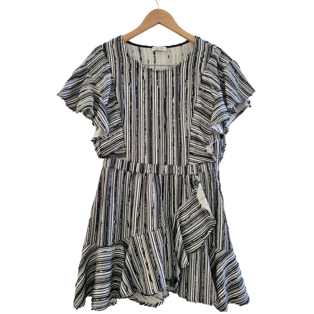 LoveShackFancy Black white Ruffle Mini Dress size Medium Event Guest